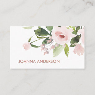 TRENDY SUBTLE COLOR WASH BLUSH PINK FLORAL BUNCH BUSINESS CARD
