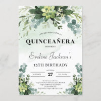 Trendy succulent eucalyptus boho quinceanera