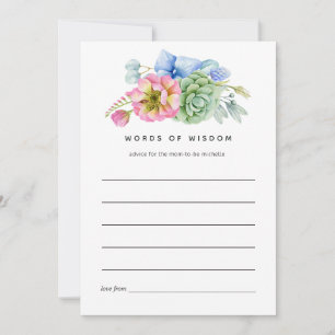 Trendy Succulent Floral Bridal Shower Advice Card