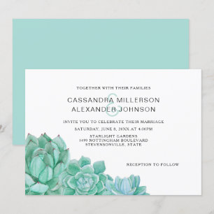 Trendy Succulent wedding invitation suite 3961