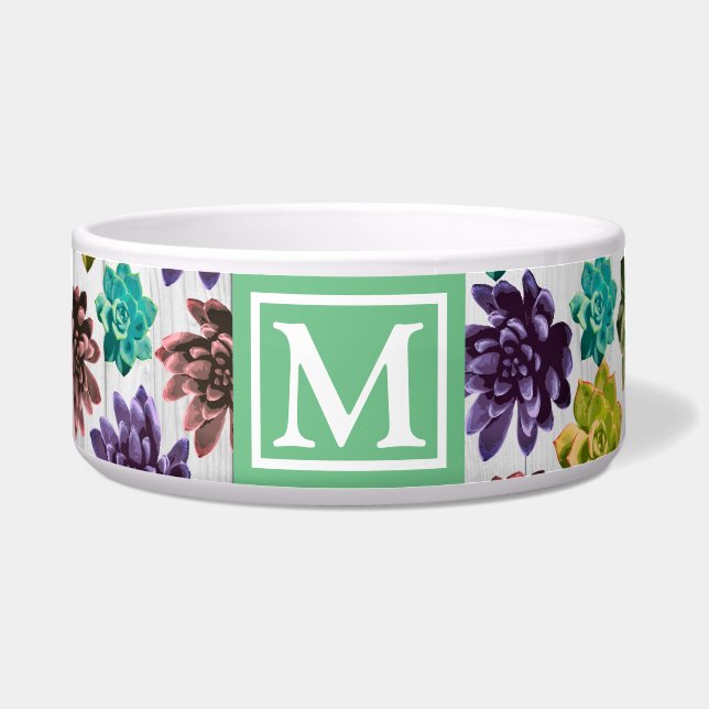 Trendy Succulents & White Wood Planks | Monogram (Front)