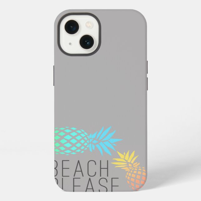 trendy summer "beach please", colourful pineapple iPhone case (Back)