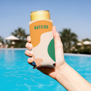 Trendy Summer Colourful Abstract Rainbow Beach  Seltzer Can Cooler