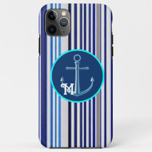 Trendy Summer Navy Blue Boat Stripes Collection iPhone 11 Pro Max Case