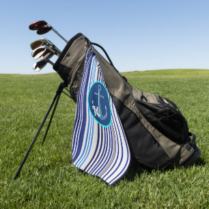 Trendy Summer Navy Blue Boat Stripes Collection Golf Towel