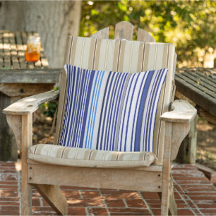 Trendy Summer Navy Blue Boat Stripes Collection Outdoor Pillow