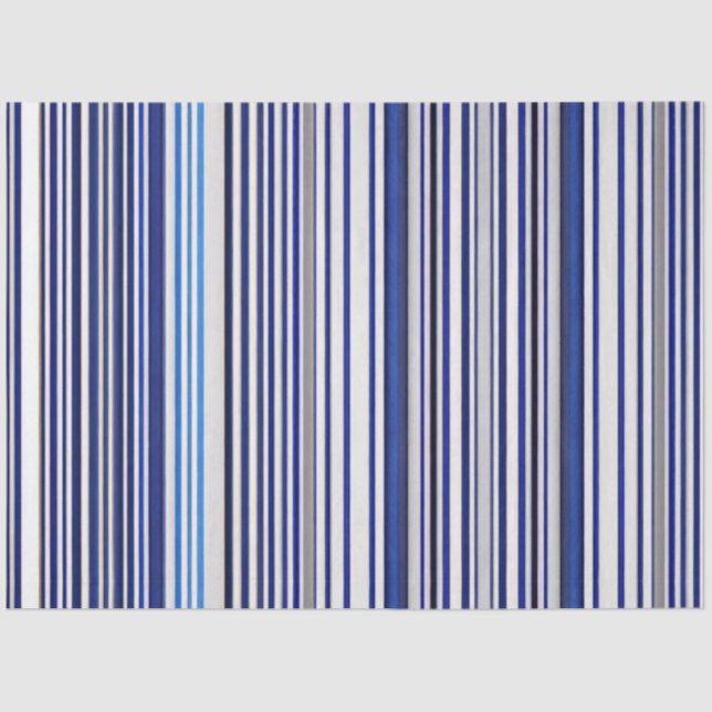Trendy Summer Navy Blue Boat Stripes Collection Tissue Paper (Front)