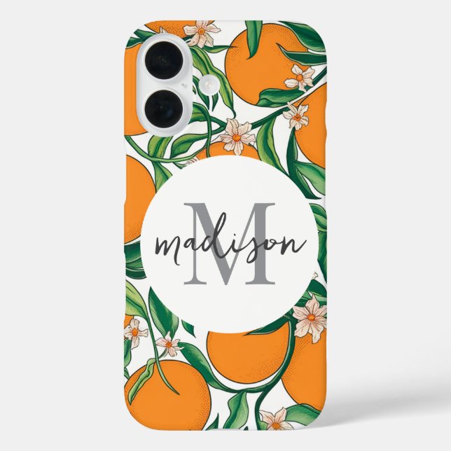 Trendy Summer Oranges Citrus Fruit Blossom Pattern Case-Mate iPhone Case (Back)