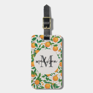 Trendy Summer Oranges Citrus Fruit Blossom Pattern Luggage Tag