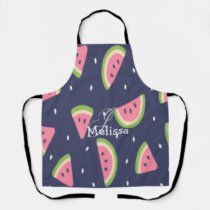 Trendy Summer Pink Blue Watermelon Fruit Apron