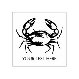 Trendy Summer Seafood Crab Nautical Personalized   Rubber Stamp