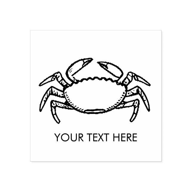 Trendy Summer Seafood Crab Nautical Personalized   Rubber Stamp (Imprint)