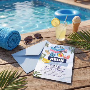 Trendy summer swimming pool birthday party invitation