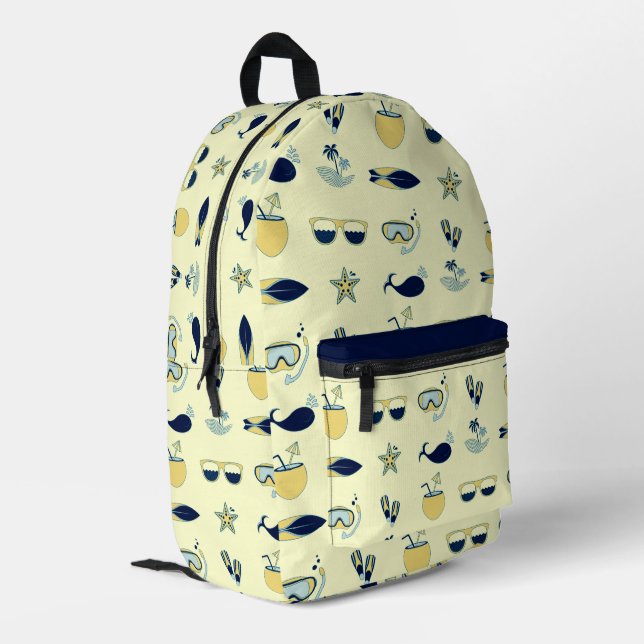 Trendy Summer Symbols Pattern Printed Backpack (Back Corner Left)