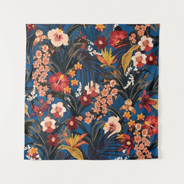 Trendy summer tropical background with deep jungle tapestry (Front)