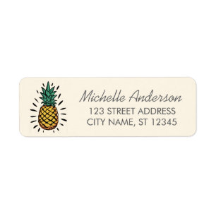Trendy Summer Tropical Pineapple Return Address