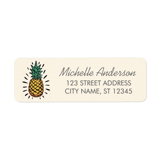 Trendy Summer Tropical Pineapple Return Address  (Front)