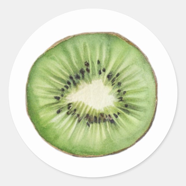 Trendy Summer Watercolor Fruit Kiwi  Classic Round Sticker (Front)