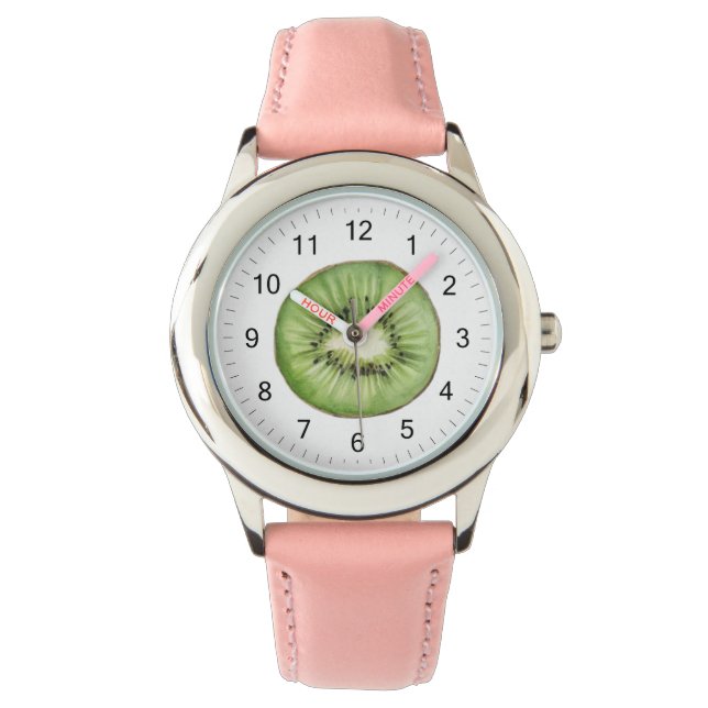 Trendy Summer Watercolor Fruit Kiwi  Watch (Front)