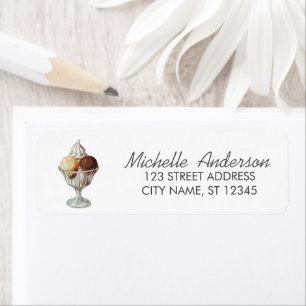 Trendy Summer Watercolor Ice Cream Return Address