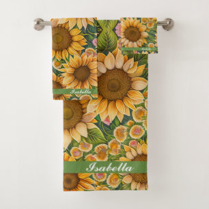 Trendy Sunflower Beautiful Collection Bath Towel Set