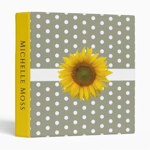 Trendy Sunflower Polka Dots Personalized  Binder
