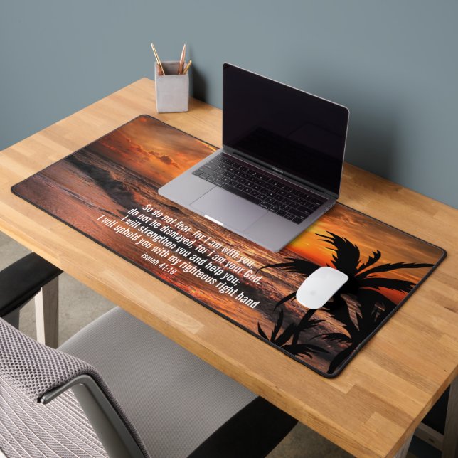 TRENDY SUNSET NATURE CHRISTIAN BIBLE VERSE DESK MAT (Office 2)