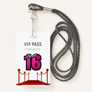 Trendy Sweet 16 Bus Venue Access Invitation VIP  Badge