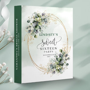 Trendy Sweet Sixteen Boho Greenery and Gold Album Binder