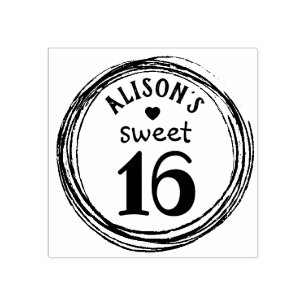 Trendy sweet sixteen personalized rubber stamp