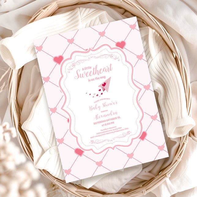 Trendy Sweetheart Valentine's Day Baby Shower Invitation (Creator Uploaded)