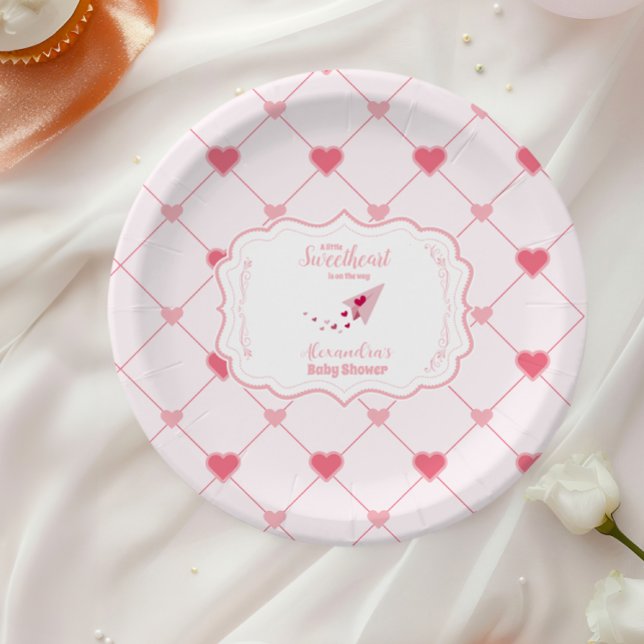 Trendy Sweetheart Valentine's Day Baby Shower Paper Plate (Creator Uploaded)