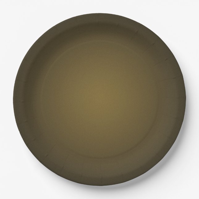 Trendy Tan and Black Grainy Vignette Paper Plate (Front)