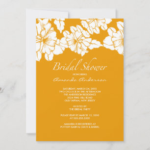 Trendy Tangerine Floral Bridal Shower Invite