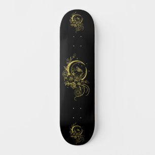 Trendy Tattoo Style Floral Crescent Moon Deck Skateboard