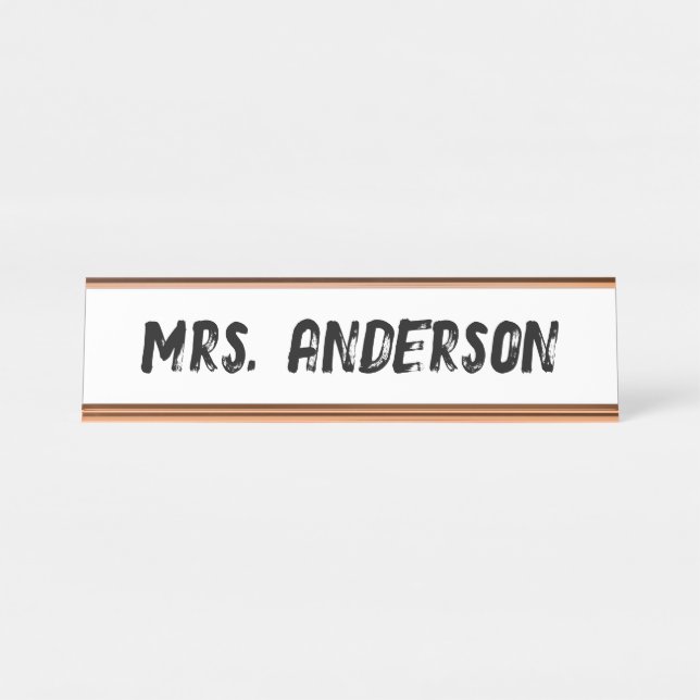 Trendy Teacher Desk Plate Custom Classroom Decor Desk Name Plate (Front)