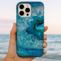 Trendy Teal Blue Aqua Turquoise Geode Rock Pattern