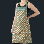 Trendy Teal Caramel Retro Groovy Flowers Seamless Apron<br><div class="desc">Discover a teal and caramel retro groovy flowers seamless pattern,  perfect for wallpaper,  bedding,  kitchen and dining décor,  home accessories,  stationery,  sports gear,  and stylish bags for a coordinated vintage-inspired look.</div>