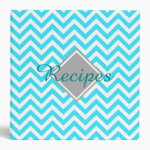 Trendy Teal Chevron Pattern with Recipes monogram Binder