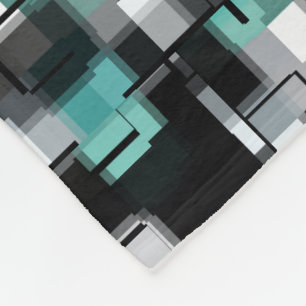 Trendy Teal Green Black White Cool Fleece Blanket