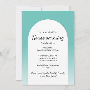 Trendy Teal Simple Housewarming Party New Home Invitation