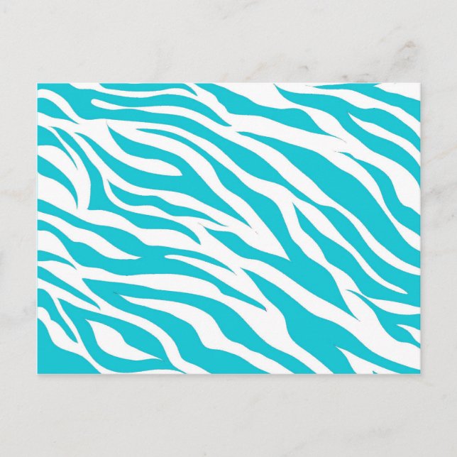 Trendy Teal White Zebra Stripes Wild Animal Prints Postcard (Front)