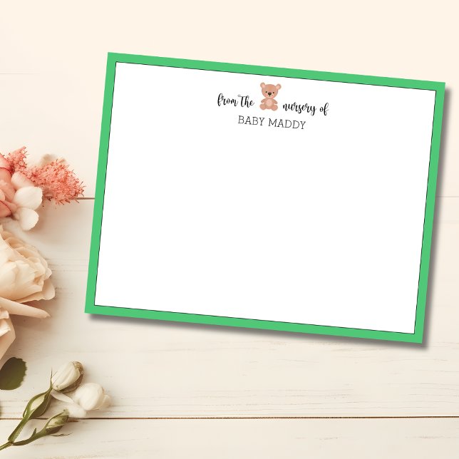 Trendy Teddy Bear  Nursery Stationery Note Card (Creator Uploaded)