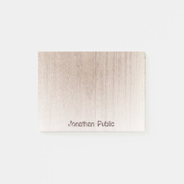 Trendy Template Elegant Distressed Text Wood Look Post-it Notes (Front)