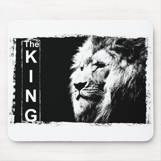 Trendy Template Lion Head Pop Art Picture The King Mouse Pad (Front)