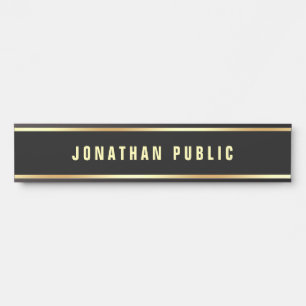 Trendy Template Modern Black And Gold Custom Door Sign