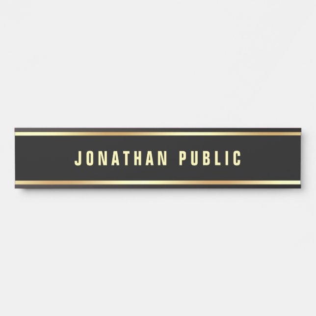 Trendy Template Modern Black And Gold Custom Door Sign (Front)