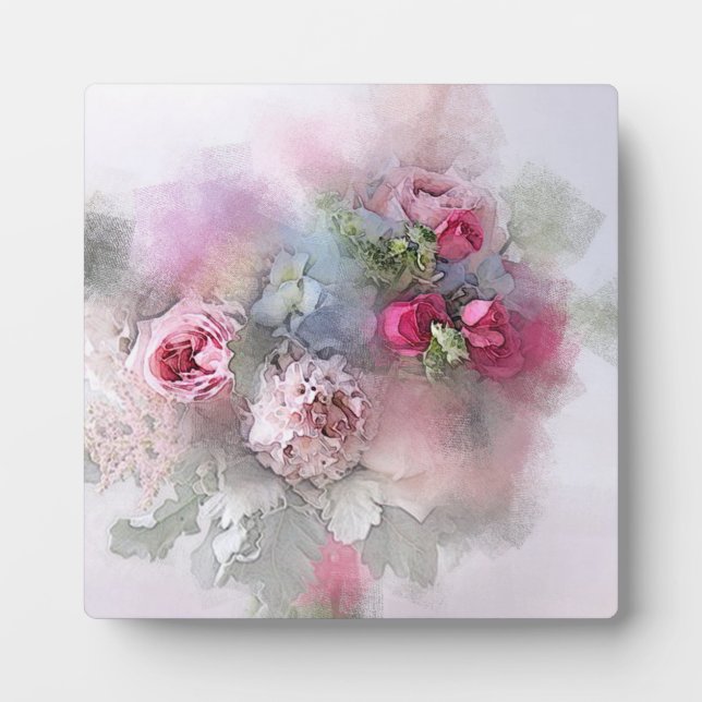 Trendy Template Watercolor Roses Flowers Floral Plaque (Front)