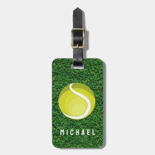 Trendy Tennis Racquet and Ball Personalized    Luggage Tag
