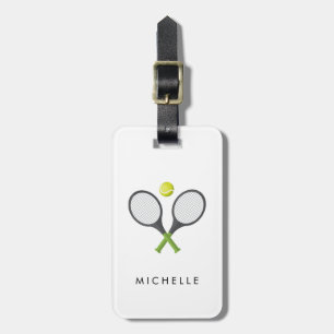 Trendy Tennis Racquet and Ball Personalized   Luggage Tag
